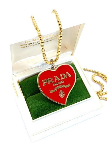 prada repurposed red heart necklace